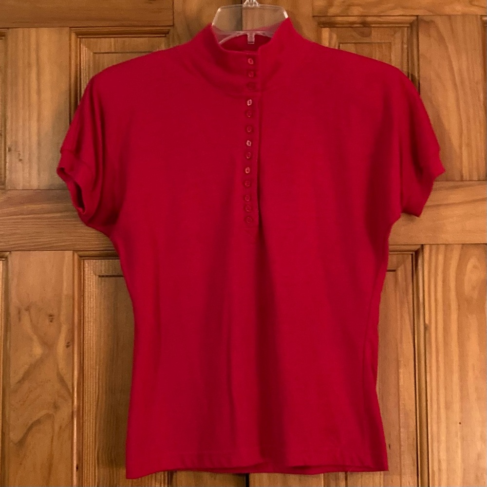 EUC Vintage 80s CSL Cherry Stix Ltd. Mock Neck Top Blouse Size M